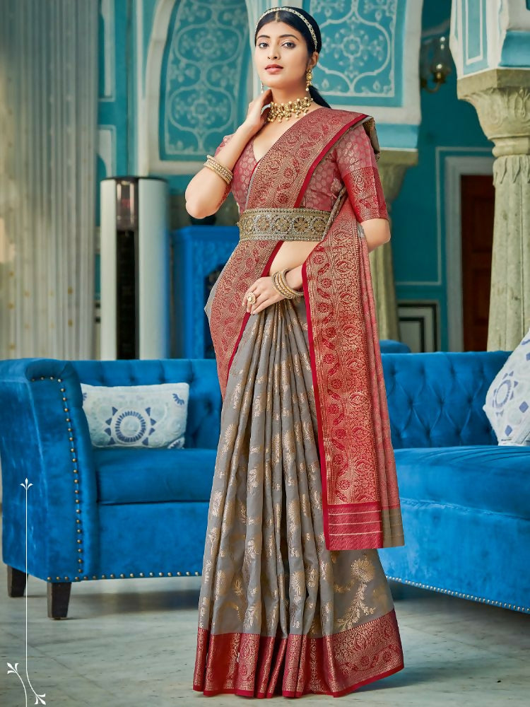 Shree Shyam Fashion Linen Cotton Grey Saree