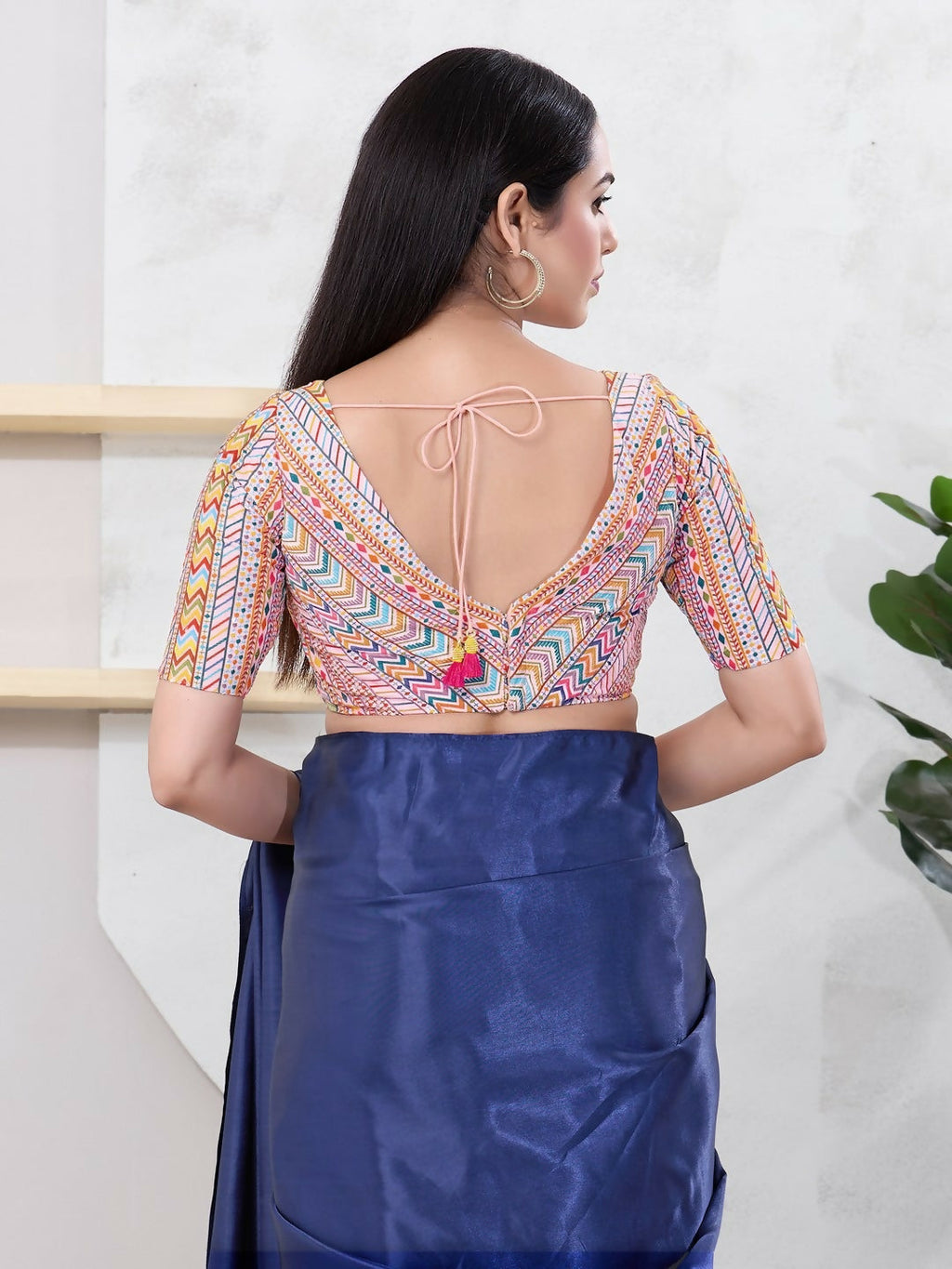 Joban Fashion Peach Shift Elbow Sleeveless Back Open Blouse