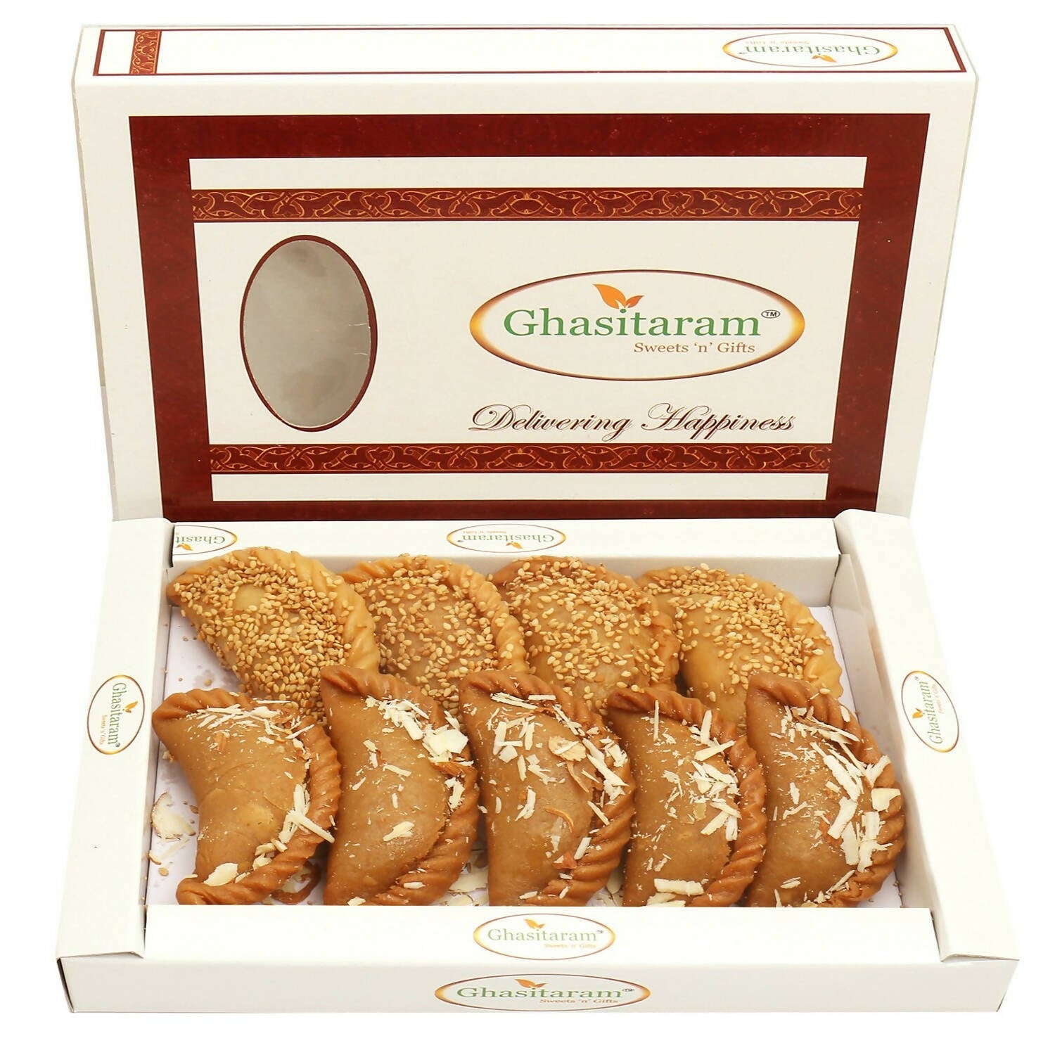 Ghasitaram Holi Sweets - Roasted Til/ Sesame and Traditional Gujiyas Box