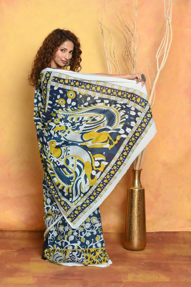 Very Much Indian Handblock Printed Cotton Saree With Natural Dyes