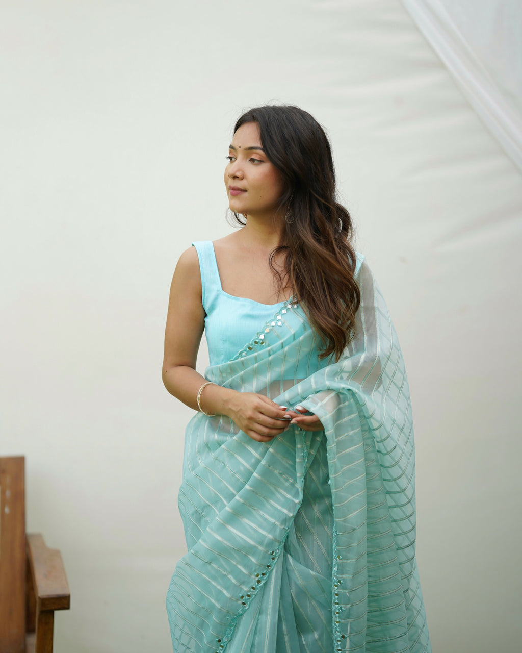 Vamsee Vijaysitara Sky Organza Saree