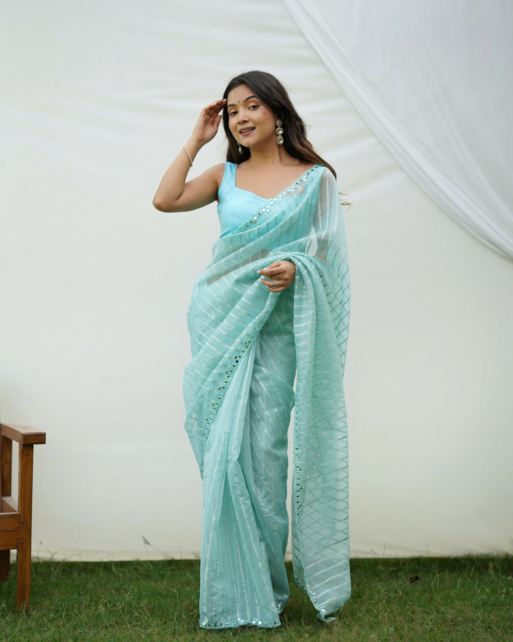 Vamsee Vijaysitara Sky Organza Saree