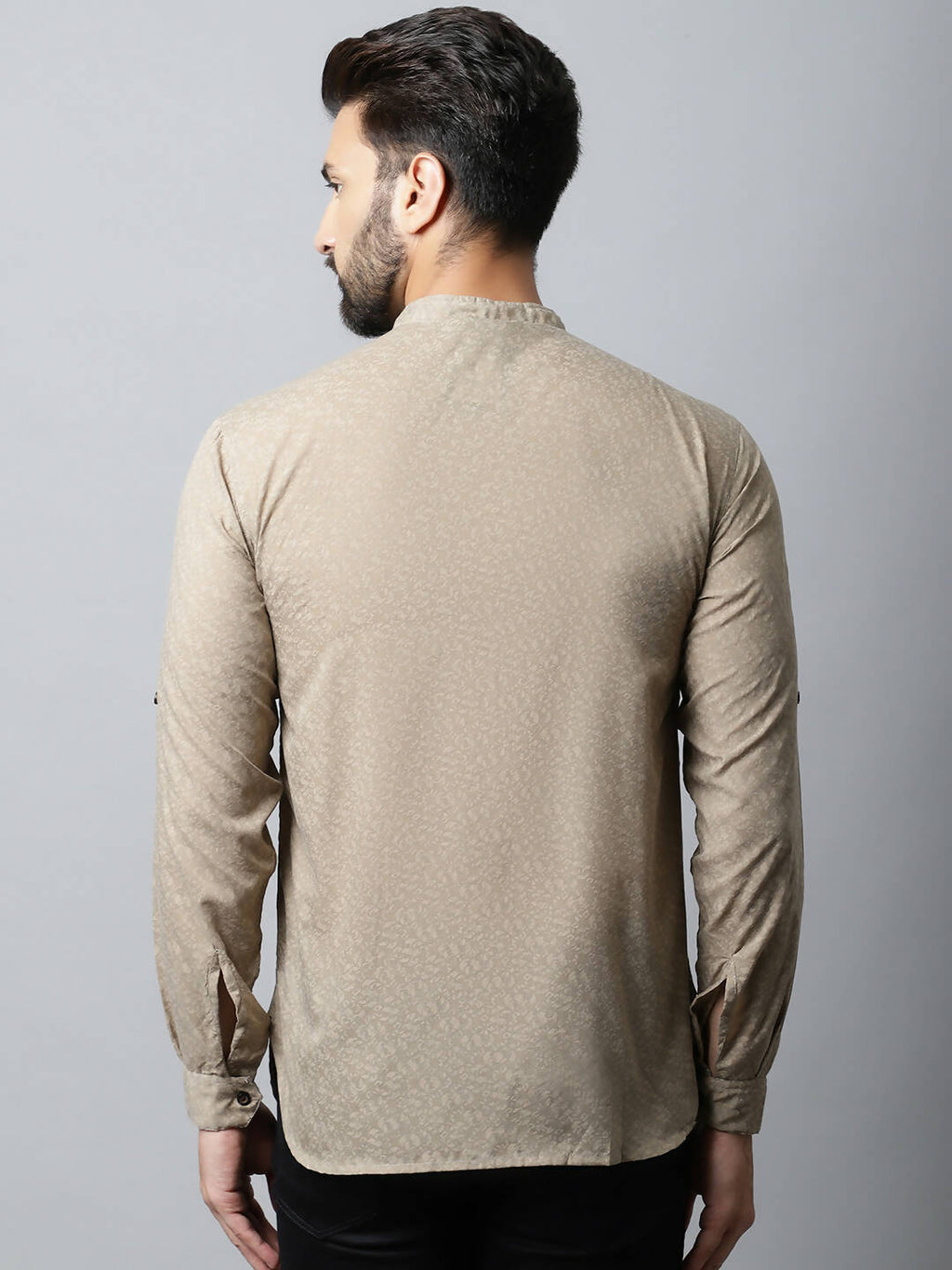Even Apparels Beige Color Pure Cotton Men's Kurta With Band Collar (SLD072)