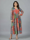 Juniper Women Red Muslin Printed Maxi Dress