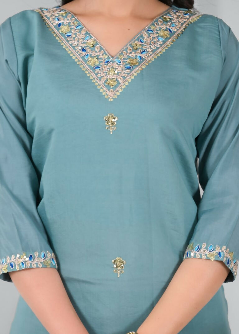 Ethnic Festive Wear Chanderi Tile Stitched Suit With Dupatta - Tanisha