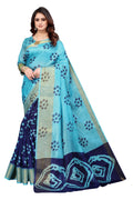 Vamika Ethnic Fire Navy Jari Border Linen Saree