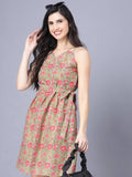 Myshka Cotton Printed Sleeveless Shoulder Straps Multicolor Women Dress