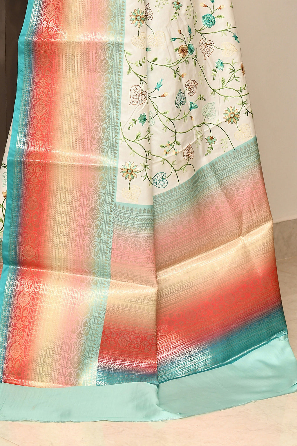 Joban Fashion Multicolor Saree Kataan Rainbow Digital Print With Embroidery