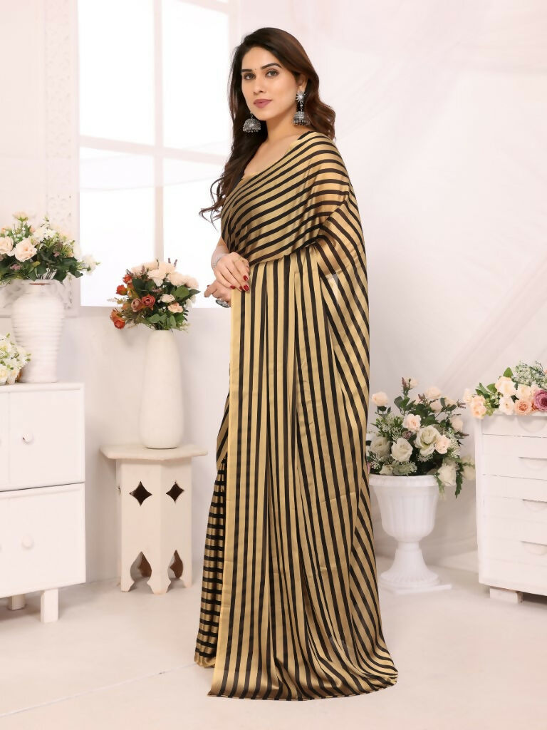 Designer Partywear Black & Silver Georgette Fancy Saree - Satrangi