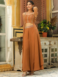 Janasya Brown Georgette Embellished Co-Ords