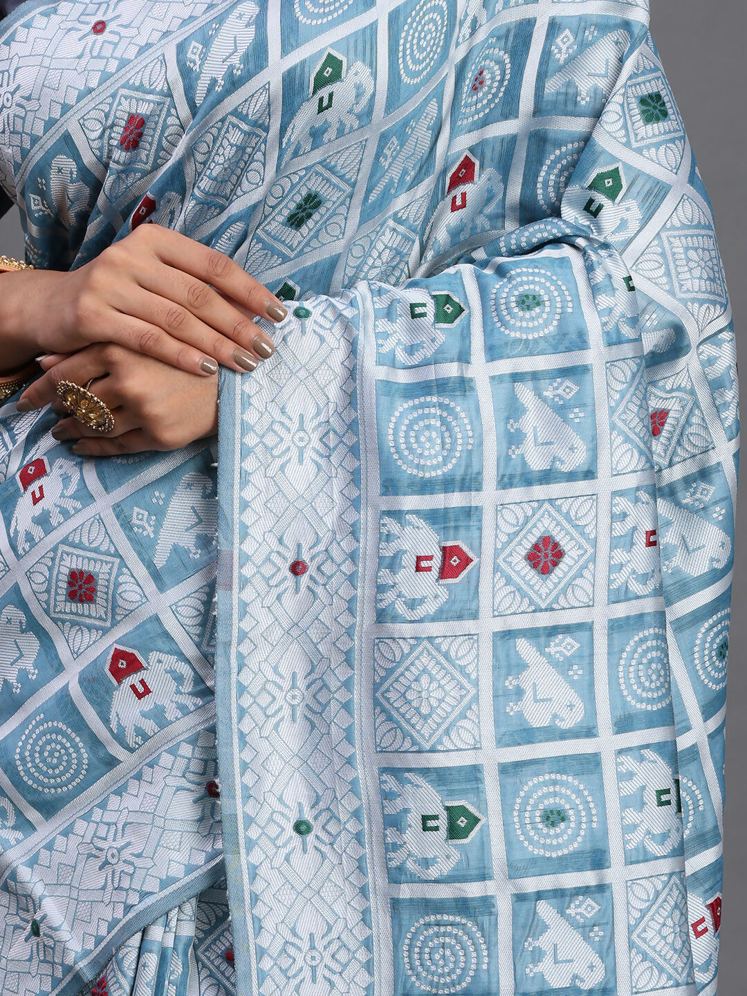Shree Shyam Fashion Linen Cotton Sky Blue Saree