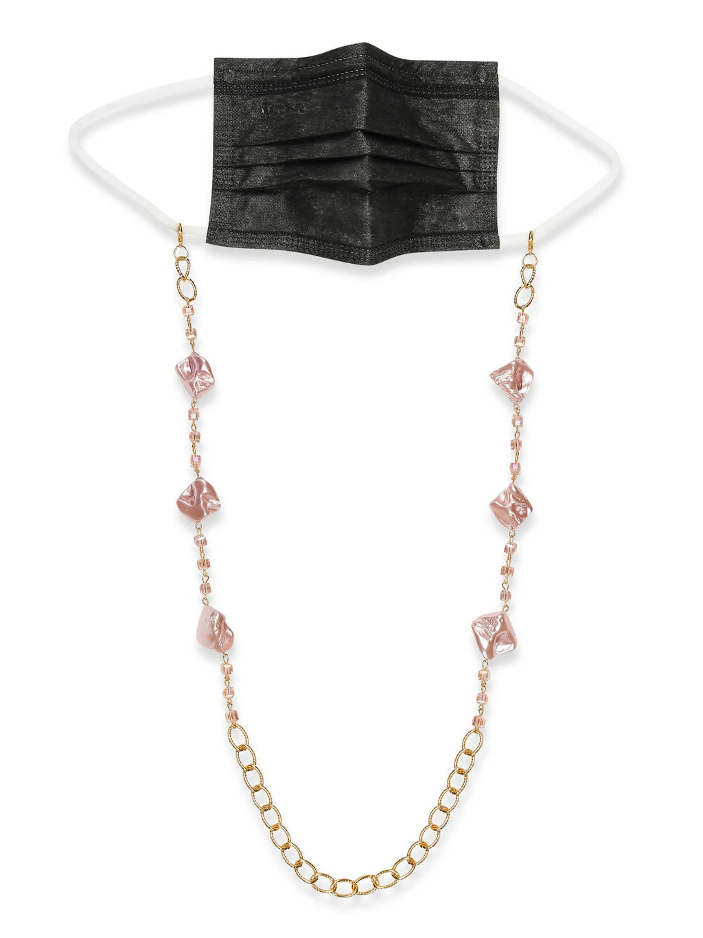 Pink Gold-Toned Embellished Mask Chain - Ruby Raang