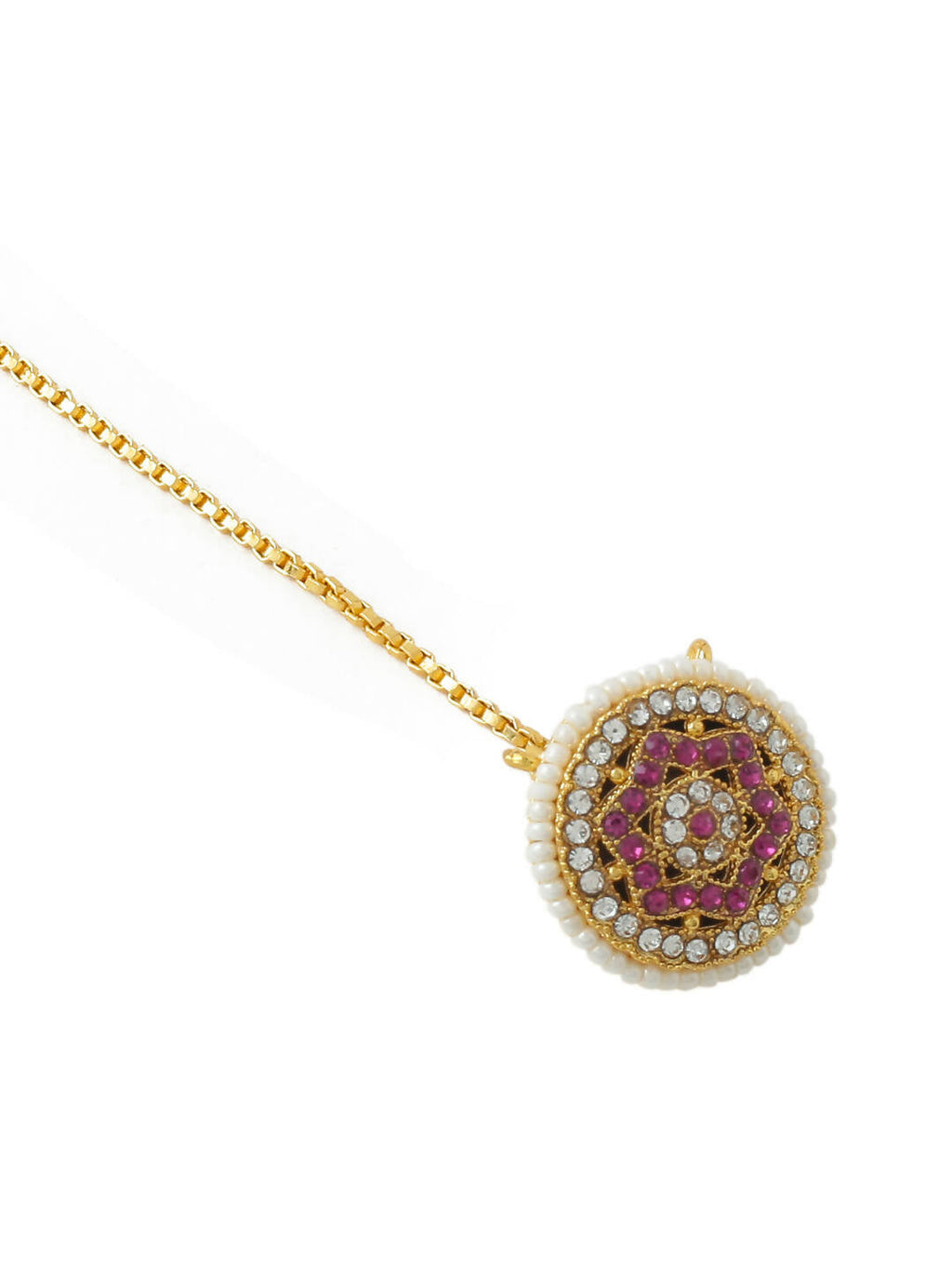 NVR Women's Trending Stylish Gold-Polished Maang Tikka