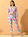 Myshka Women's Multi Printed Coat With Trousers