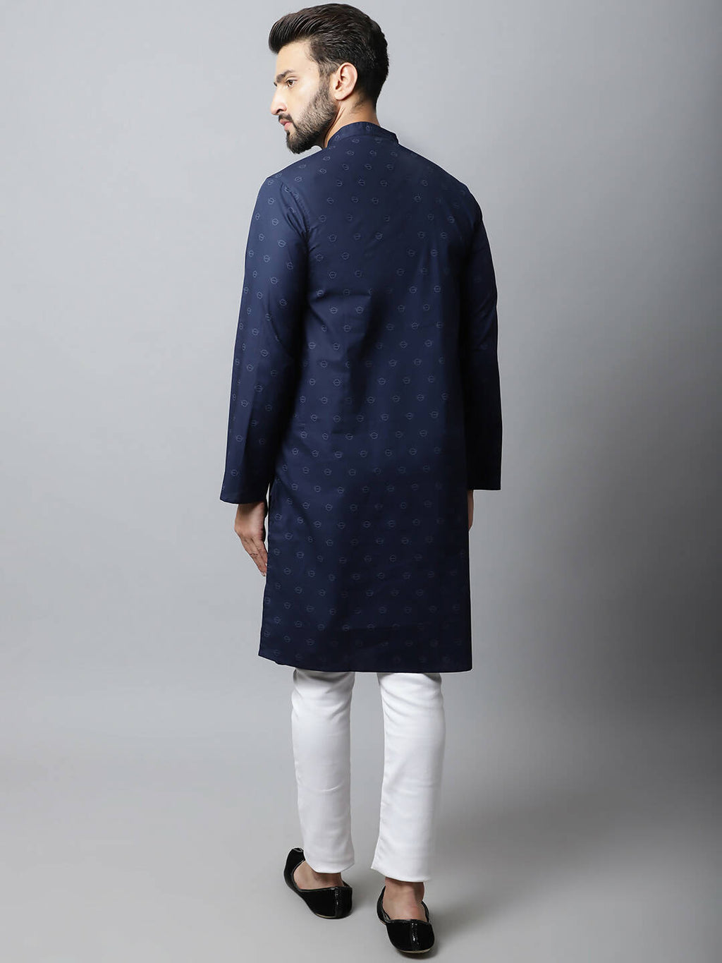 Even Apparels Navy blue Color Pure Cotton Men's Kurta With Band Collar (PRT1184-NVC)