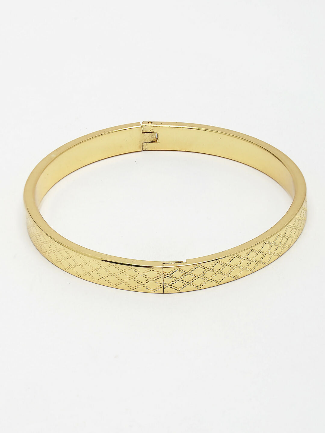 NVR Men's Gold-Polished Stainless Steel Kada Bracelet