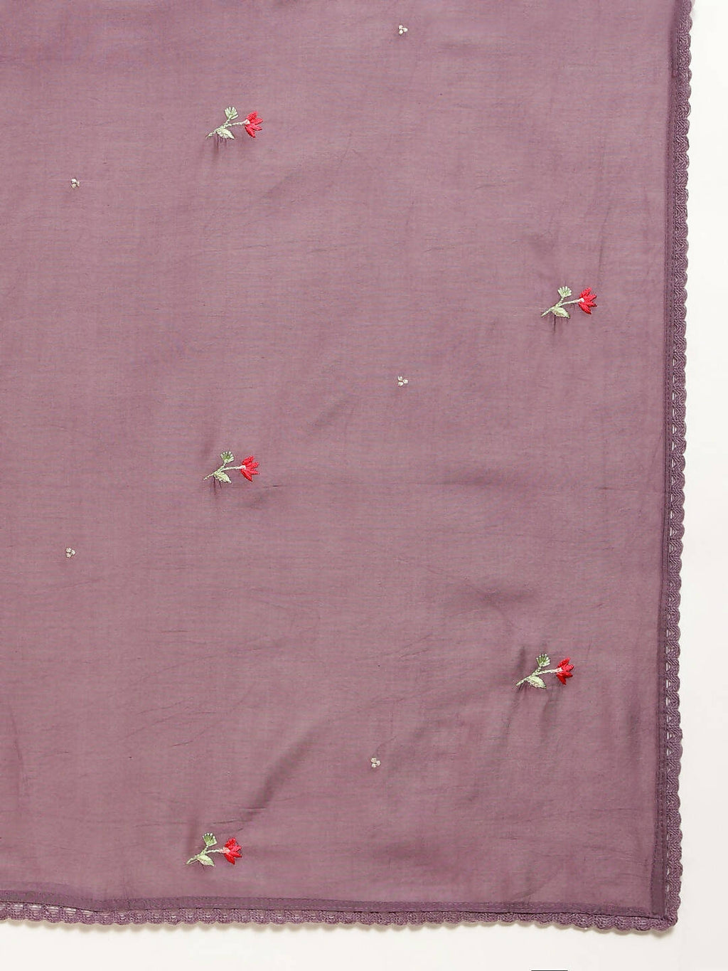 Purple Chinon Embroidered Straight Kurta with Trouser & Dupatta - Salimar