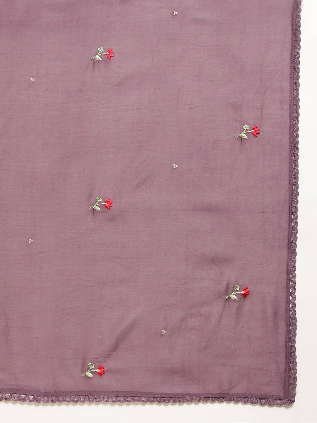 Purple Chinon Embroidered Straight Kurta with Trouser & Dupatta - Salimar