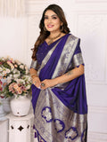Anaita Purple Banarasi Silk With Beautiful Gala Weaving Saree With Blouse