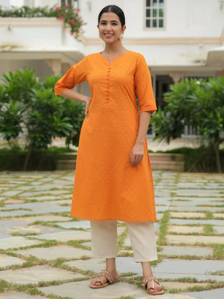 Aramya A-line Soft Cotton Floral Print Women's Kurta - Yellow