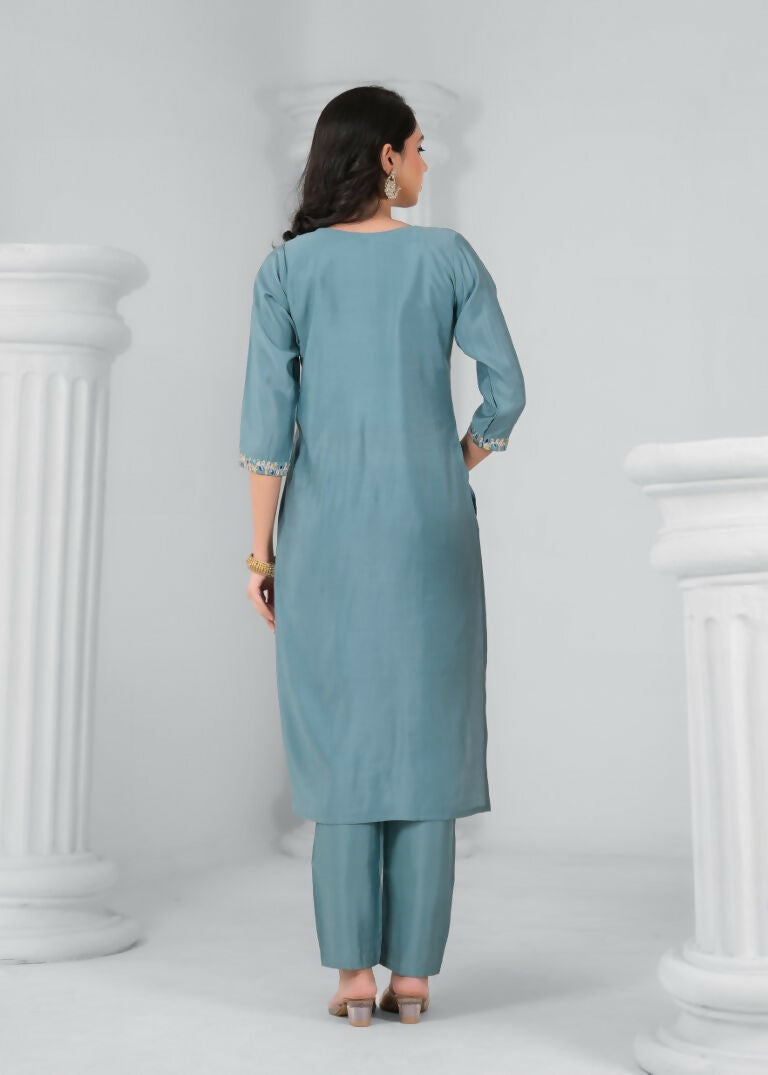 Ethnic Festive Wear Chanderi Tile Stitched Suit With Dupatta - Tanisha