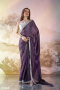 Lavender Satin Rangoli Solid Fancy Designer Saree - Nafisa