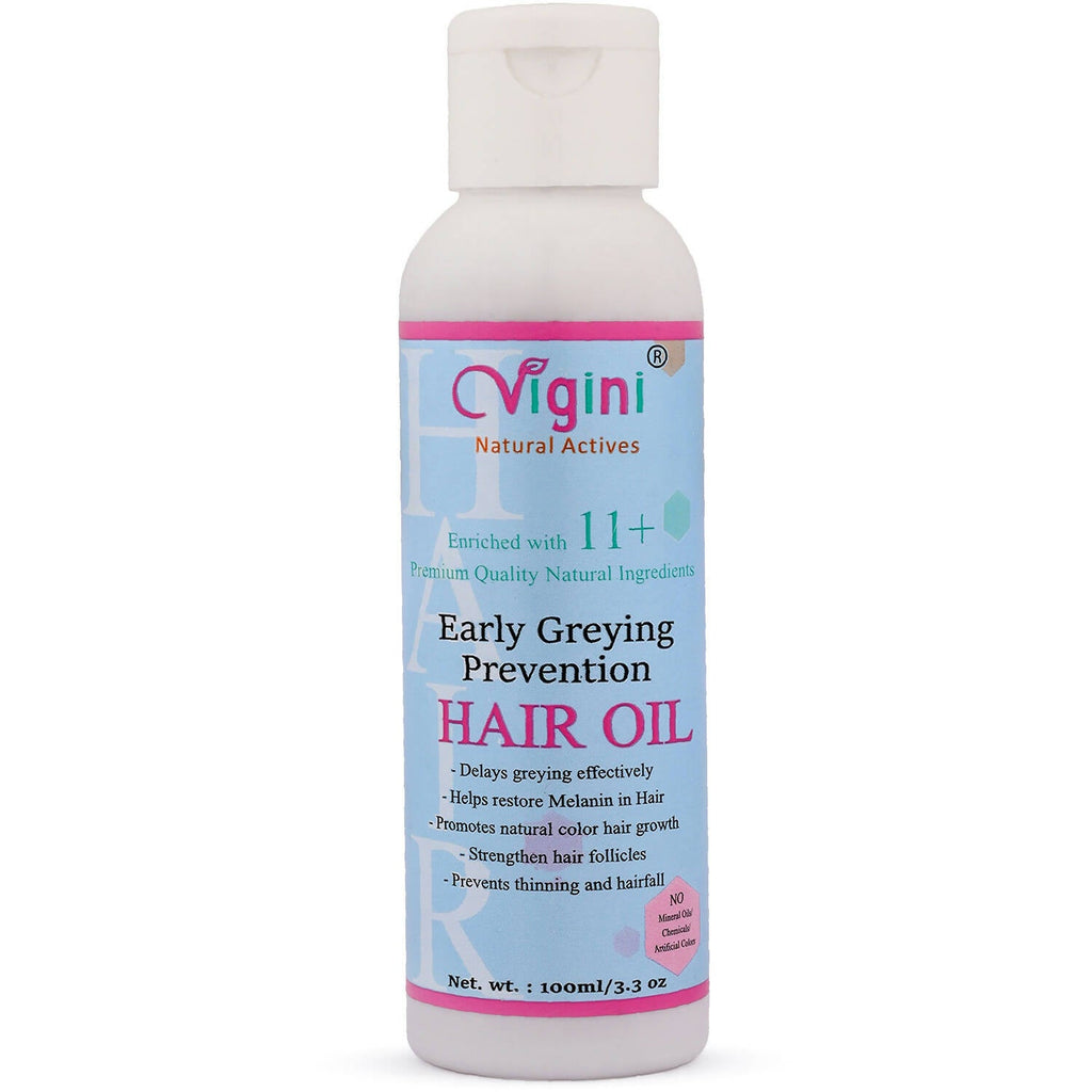 Vigini Early Anti Greying Hair Care Oil with Amla, Onion Seed Oil, Flaxseed Oil