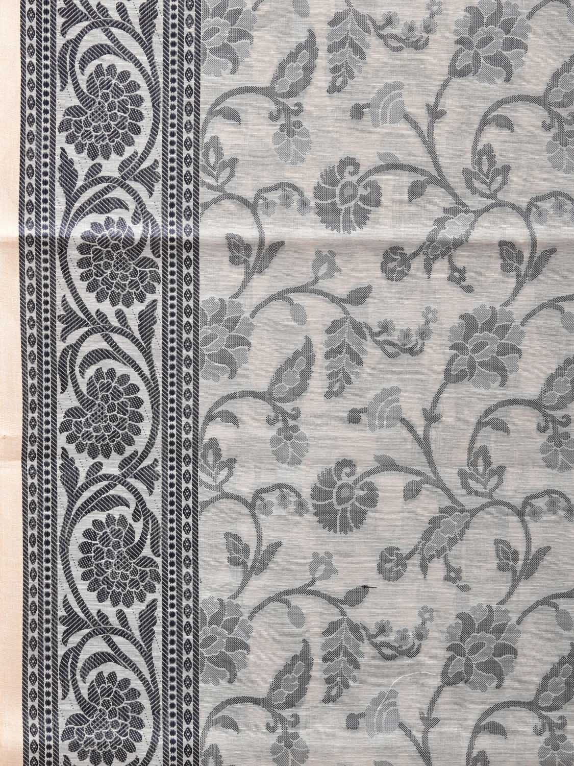 White Cut Work Sico Cotton Saree with All Over and Border Design - Global Threads
