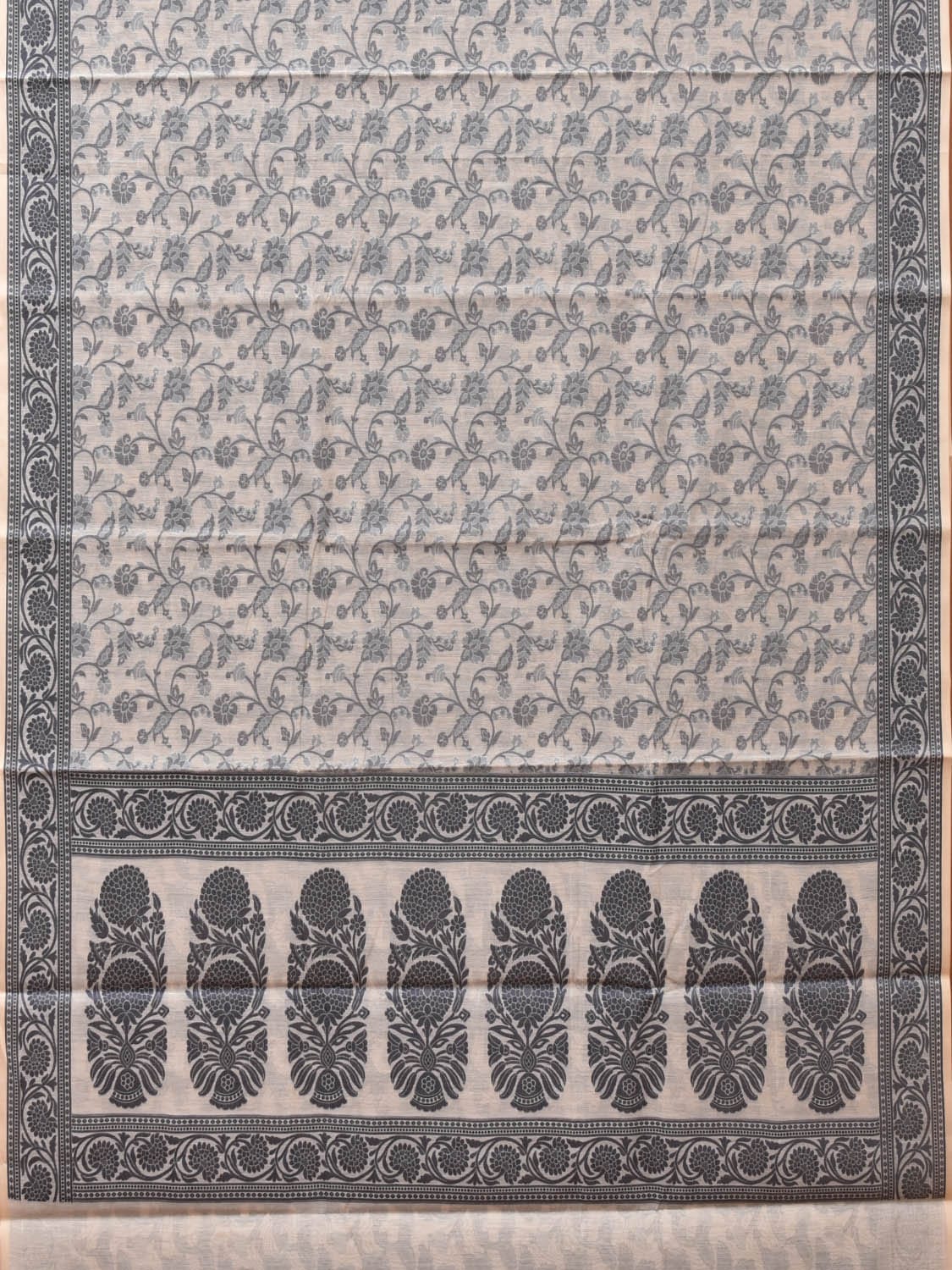 White Cut Work Sico Cotton Saree with All Over and Border Design - Global Threads