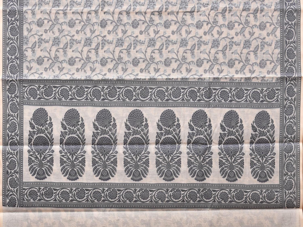 White Cut Work Sico Cotton Saree with All Over and Border Design - Global Threads