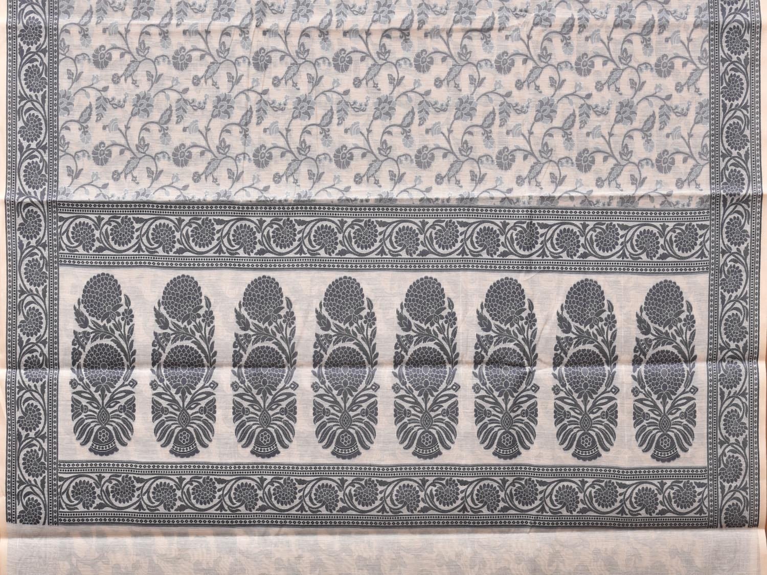 White Cut Work Sico Cotton Saree with All Over and Border Design - Global Threads