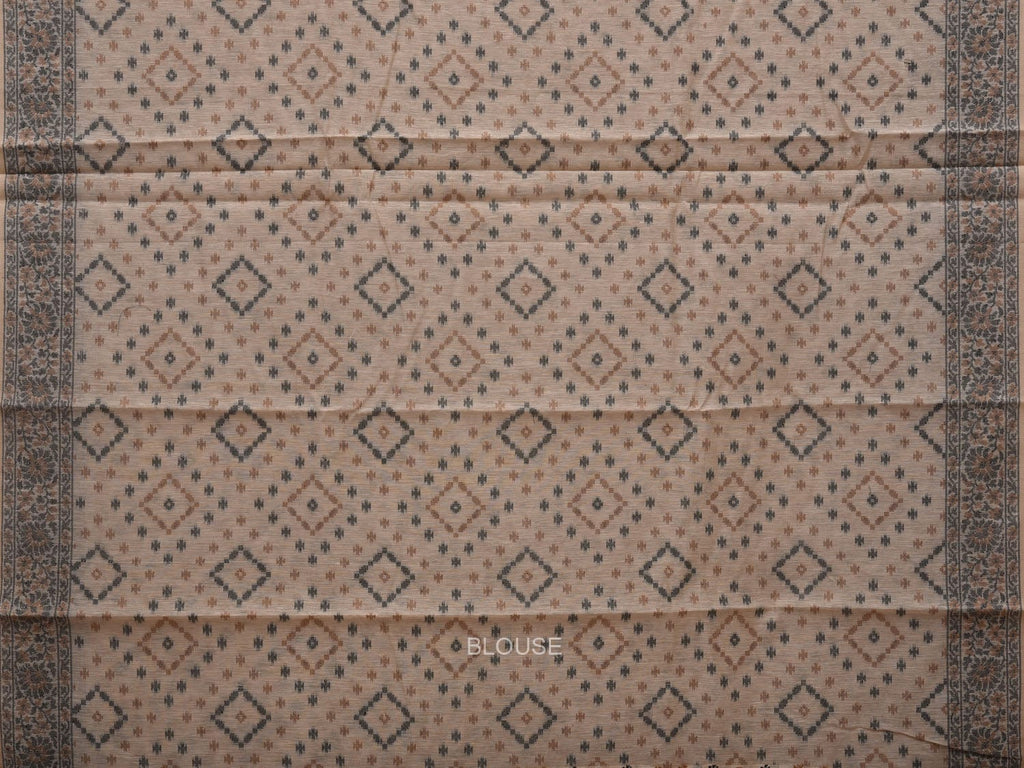 White Cut Work Sico Cotton Saree with All Over Banaras Design - Global Threads