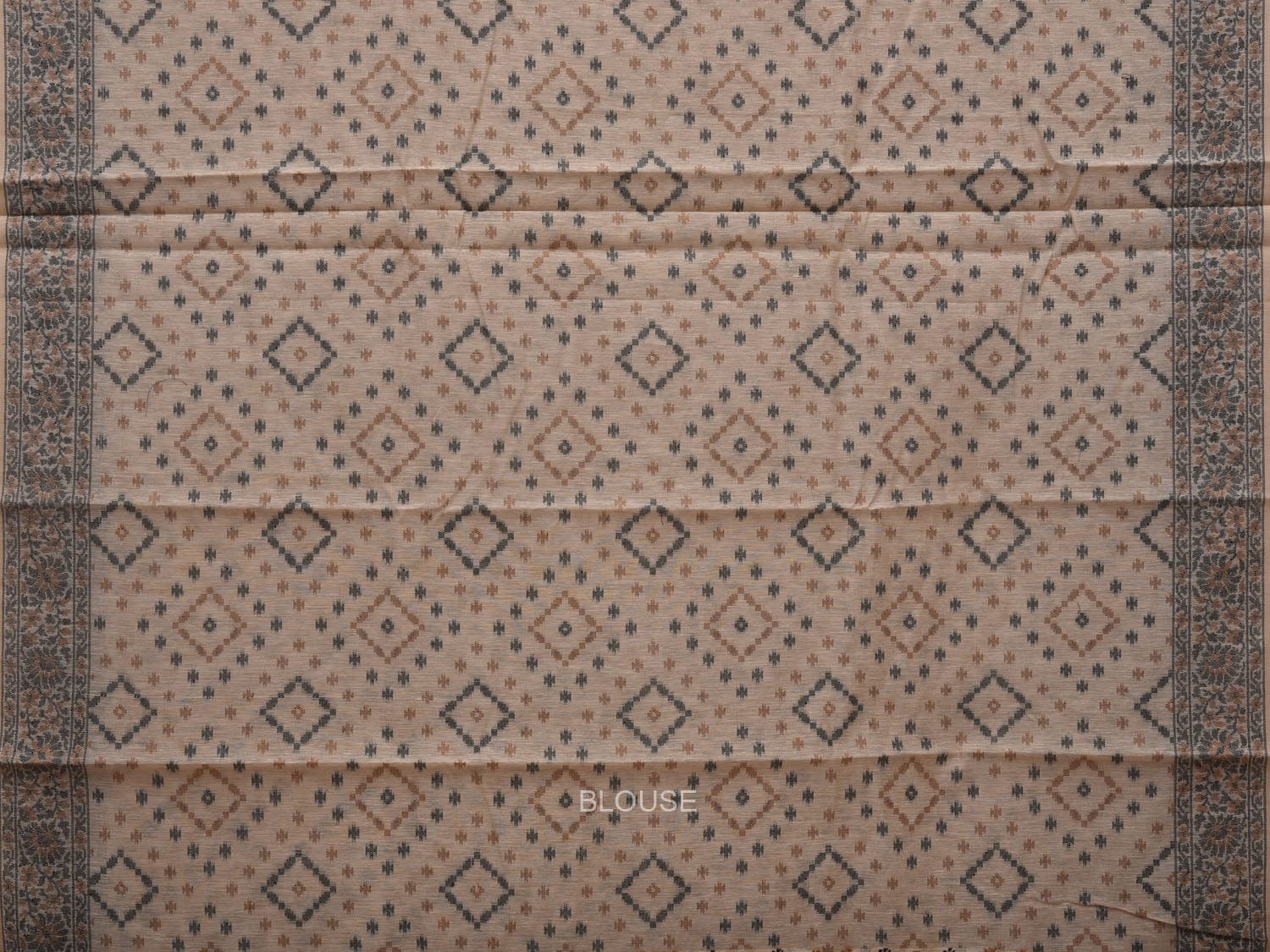 White Cut Work Sico Cotton Saree with All Over Banaras Design - Global Threads