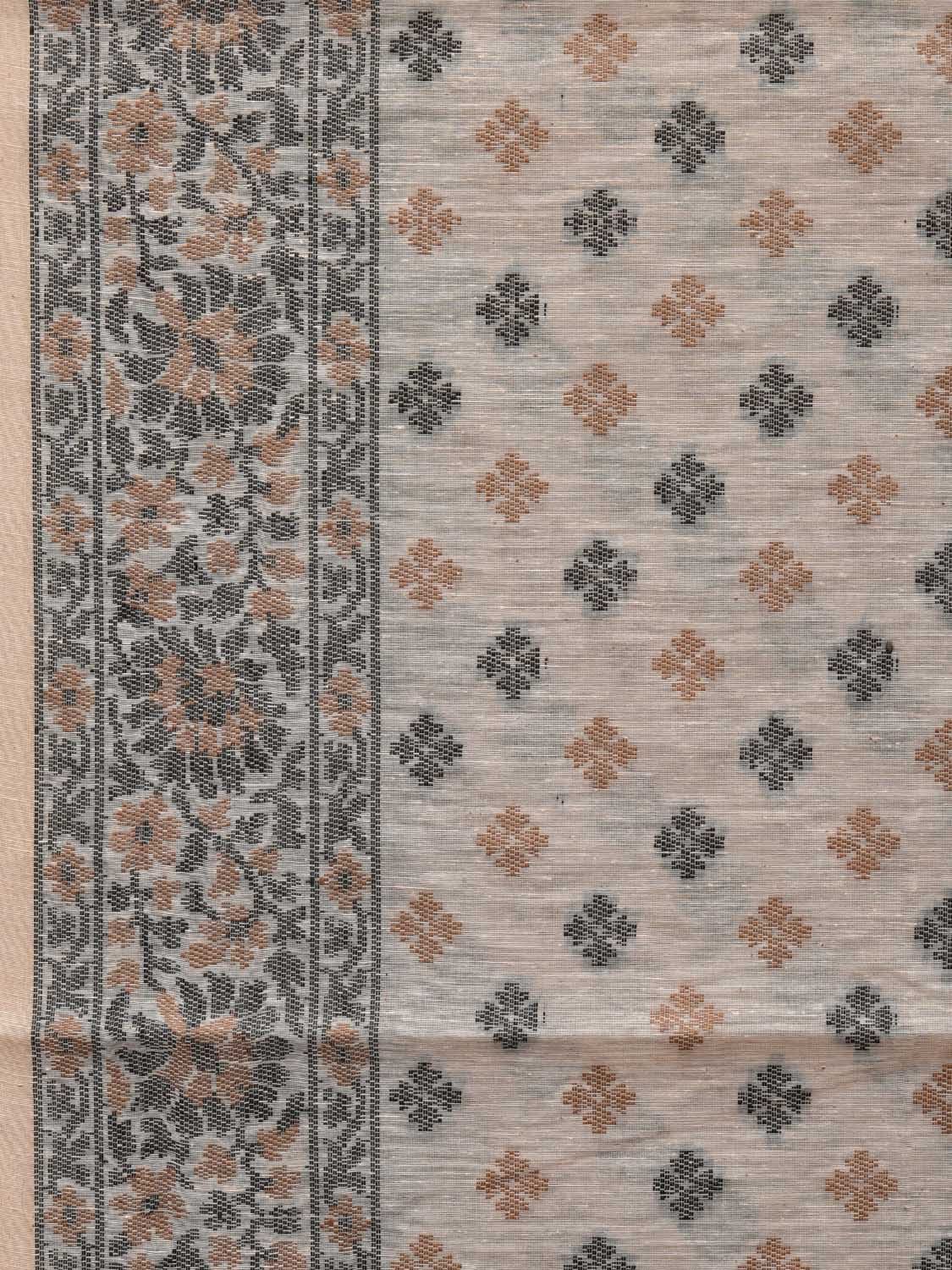 White Cut Work Sico Cotton Saree with All Over Banaras Design - Global Threads