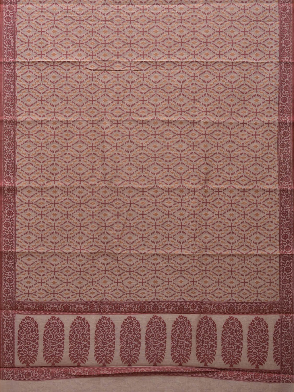 White Cut Work Sico Cotton Saree with All Over Banaras Design - Global Threads
