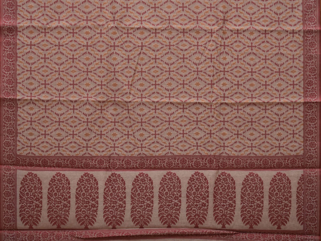 White Cut Work Sico Cotton Saree with All Over Banaras Design - Global Threads