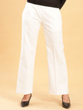 BohoJazz Retro Modern Style White Linen Bell Bottom
