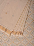 White Uppada Cotton Handloom Saree with Jamdani Pallu Design - Global Threads