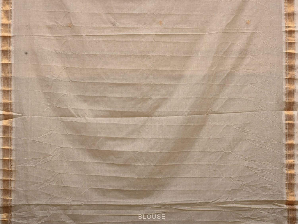 White Uppada Cotton Handloom Saree with Jamdani Pallu Design - Global Threads