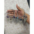 MS Fashion India Silver Pearls With Mirrors Silver Latkan Bangles