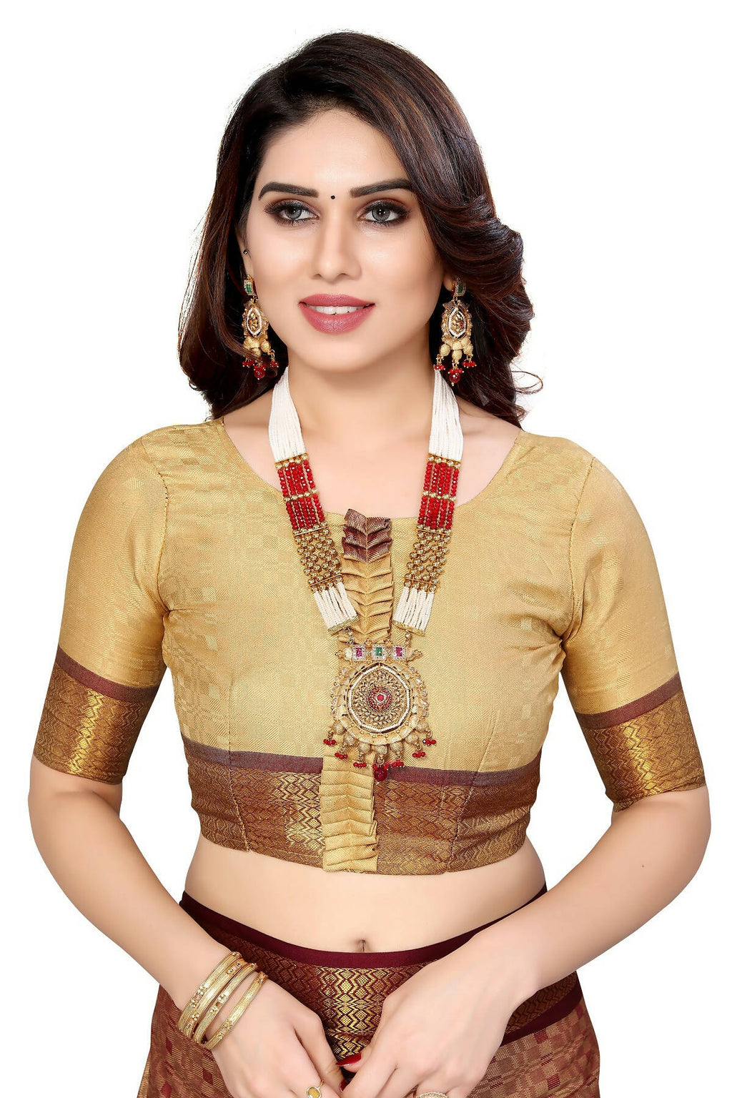 Vamika Weaving Brown Cotton Silk Saree