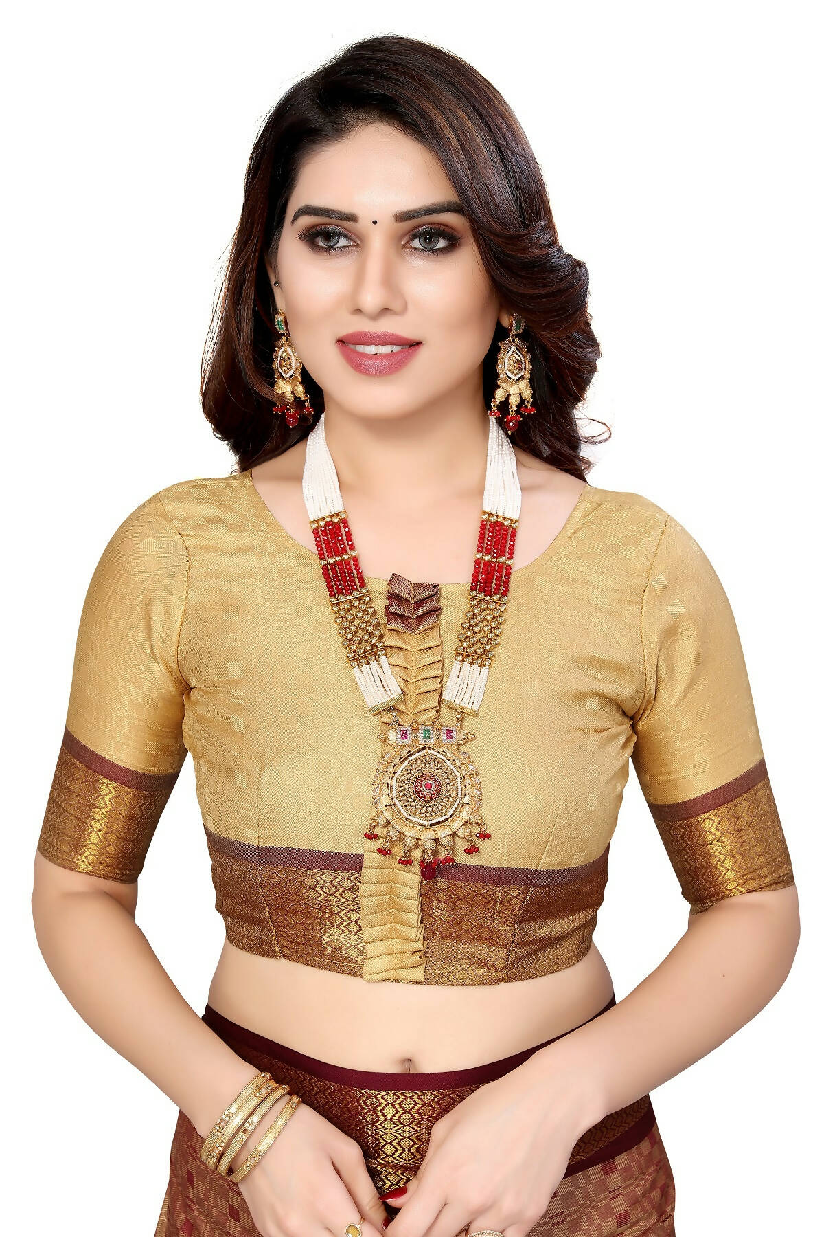 Vamika Weaving Brown Cotton Silk Saree