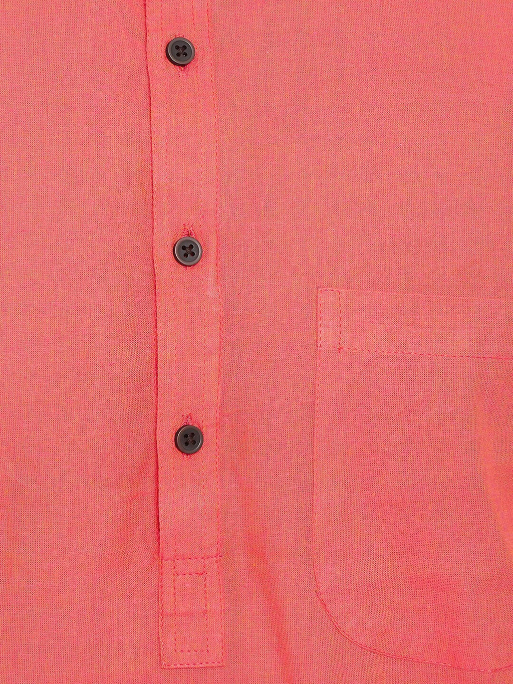 Even Apparels Red Pure Cotton Men's Kurta With Band Collar