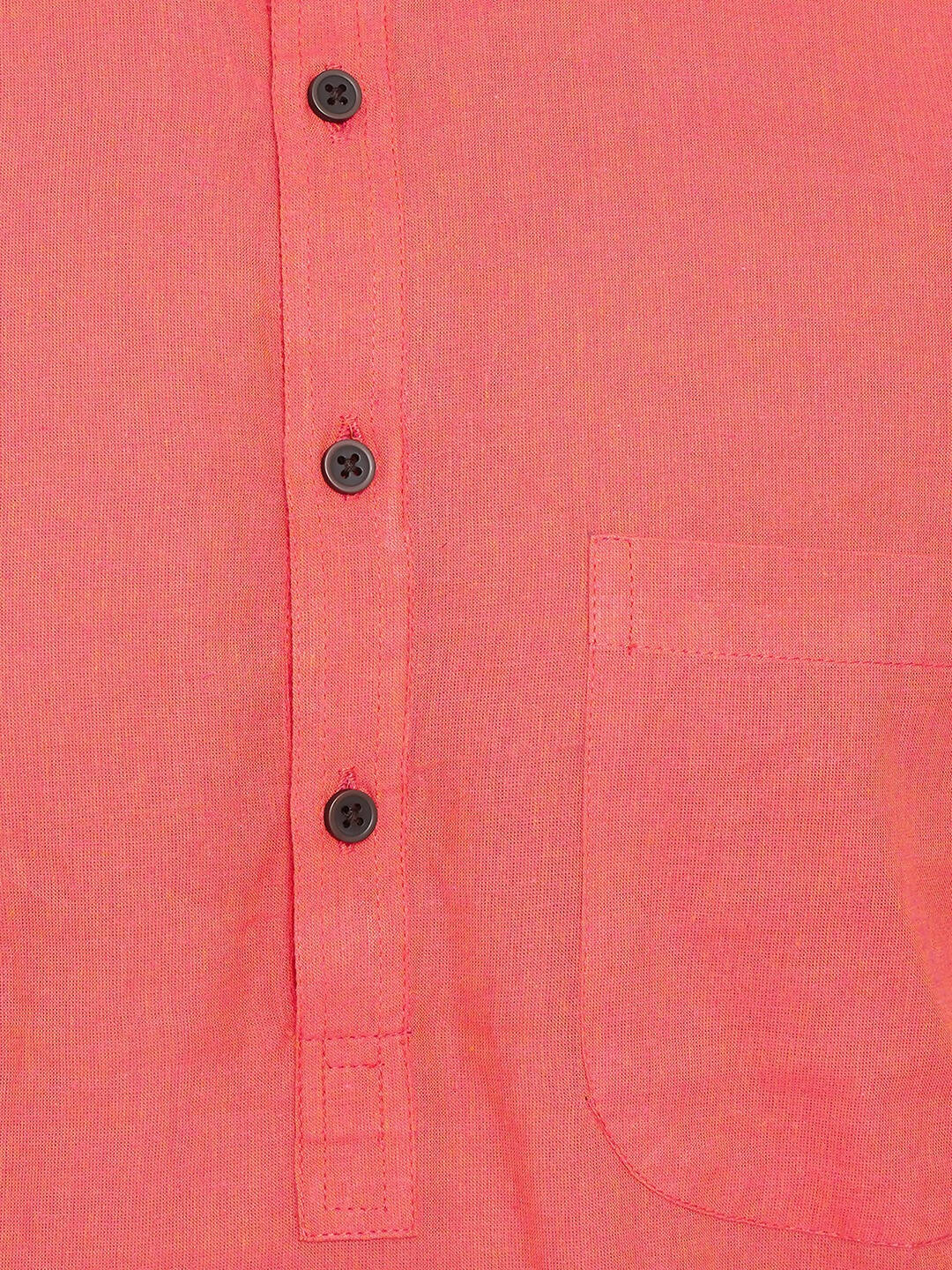 Even Apparels Red Pure Cotton Men's Kurta With Band Collar