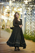 Jyoti Fashion Women's Black Faux Georgette Zari Embroidery with Sequence Anarkali Dress with Dupatta