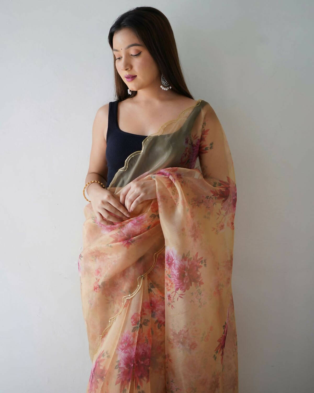 Vamsee Yellow Organza Saree