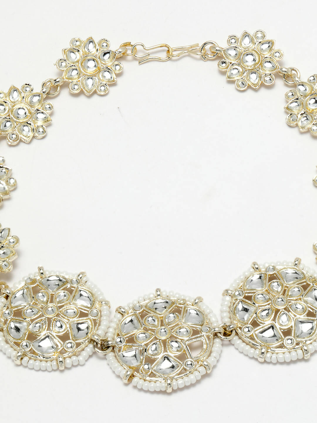 NVR Women's Gold-Polished Traditional Trending Matha Patti