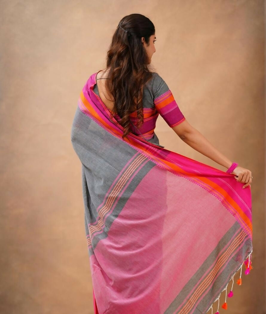 Exclusive Collection Grey Beautiful Khadi Cotton Handloom Saree