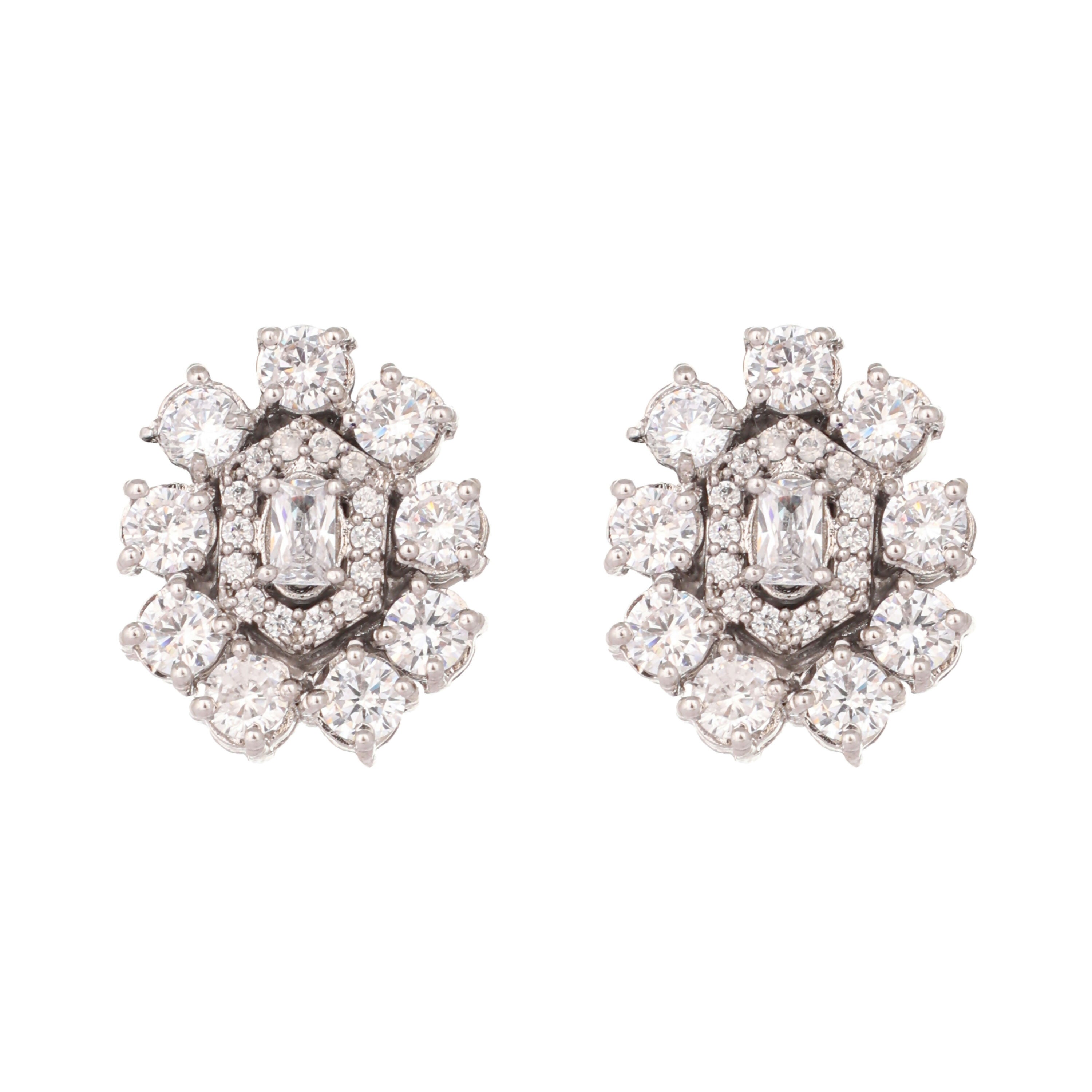 Nuyug Silver Blossom Diamond Studs