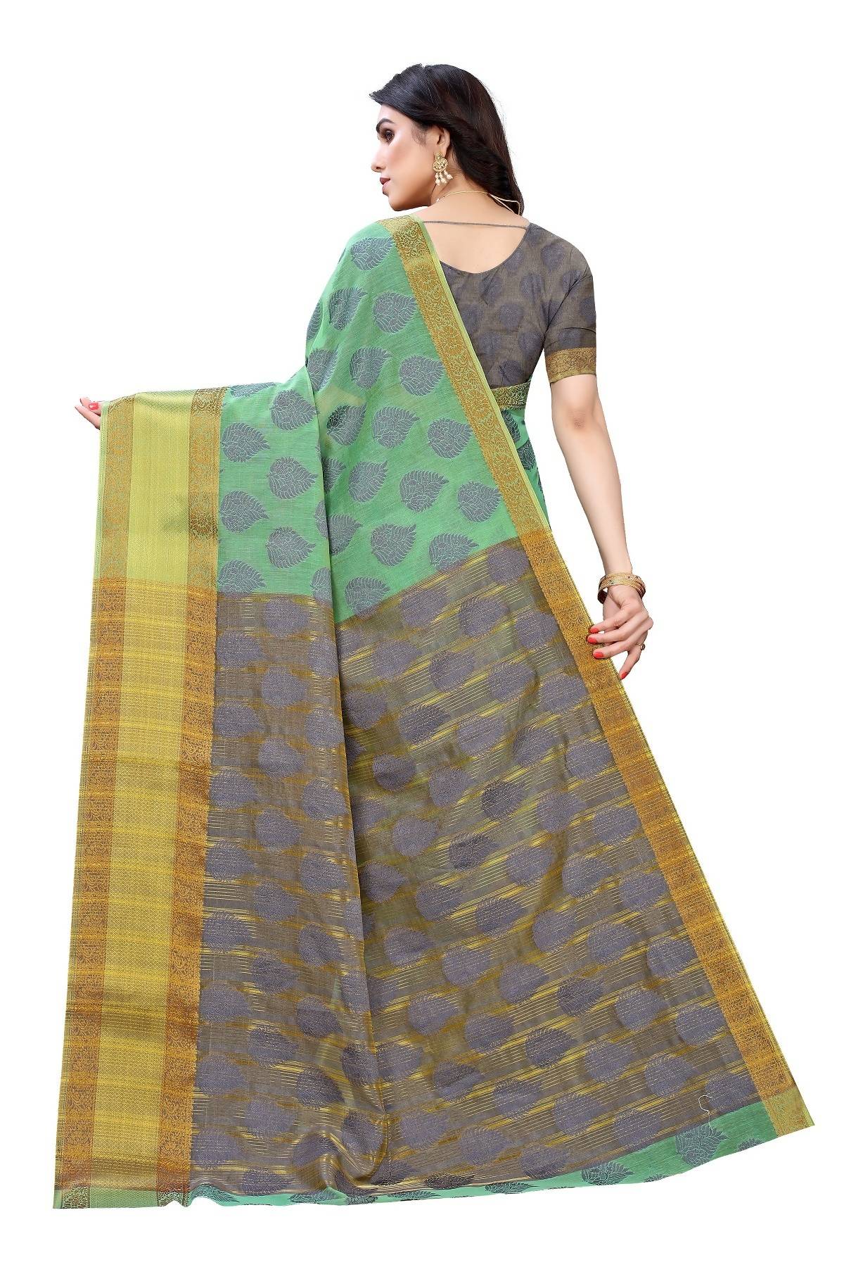 Vamika Green Jari Work Cotton Silk Saree (RIDHIMA GREEN)